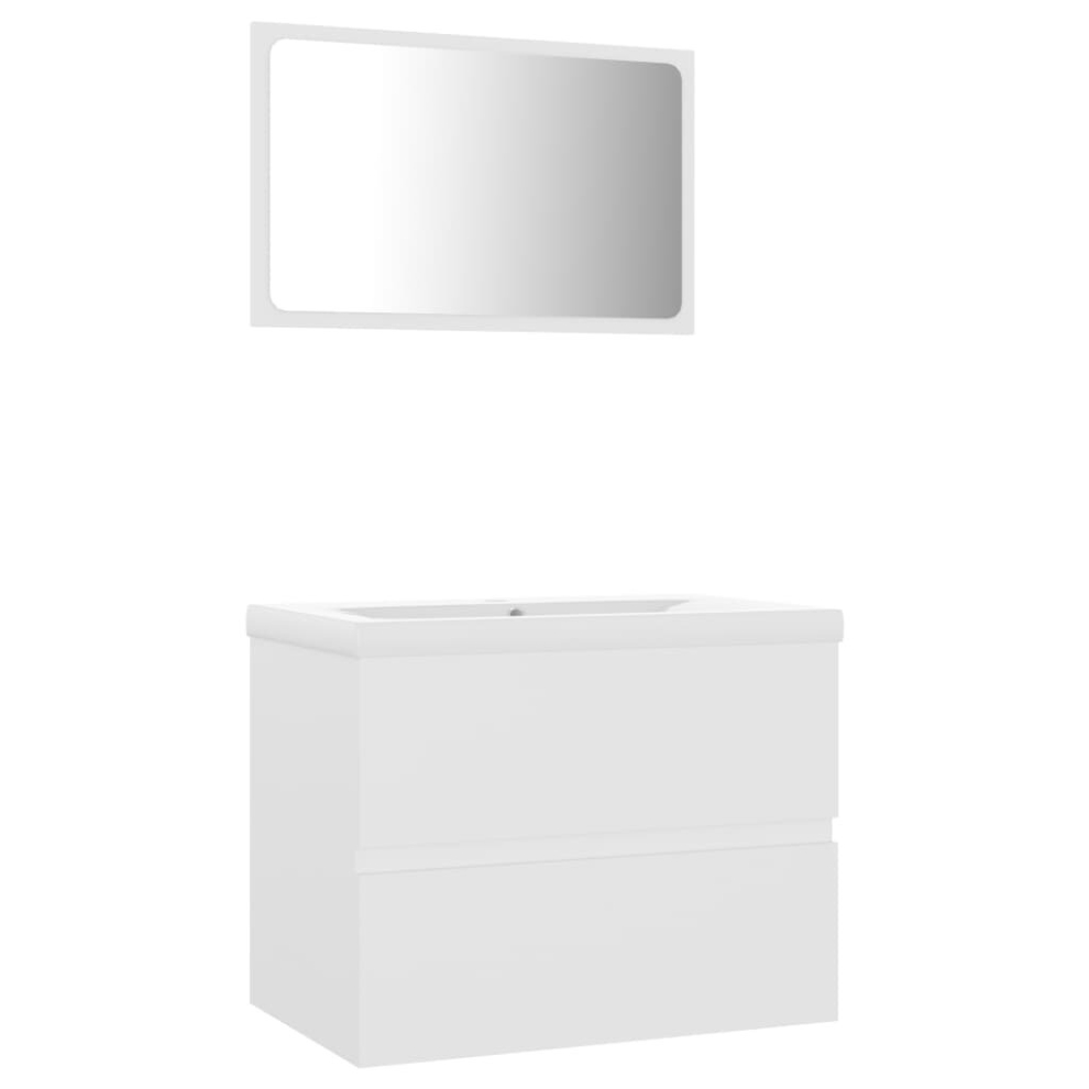 vidaXL Bathroom Furniture Set White Chipboard Wall Cabinet Bathroom Cupboard