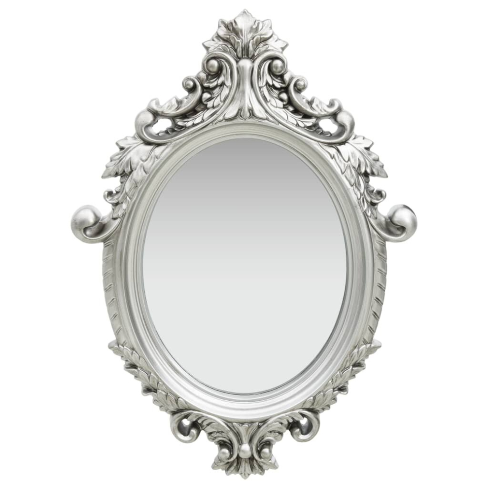 vidaXL Wall Mirror Castle Style Silver Hanging Mirror Antique Mirror Bathroom