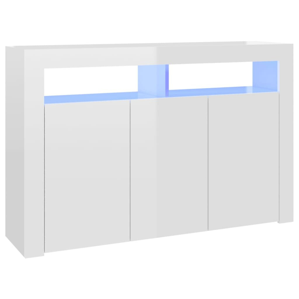 vidaXL Sideboard with LED Lights High Gloss White Home Furniture Cabinet Unit