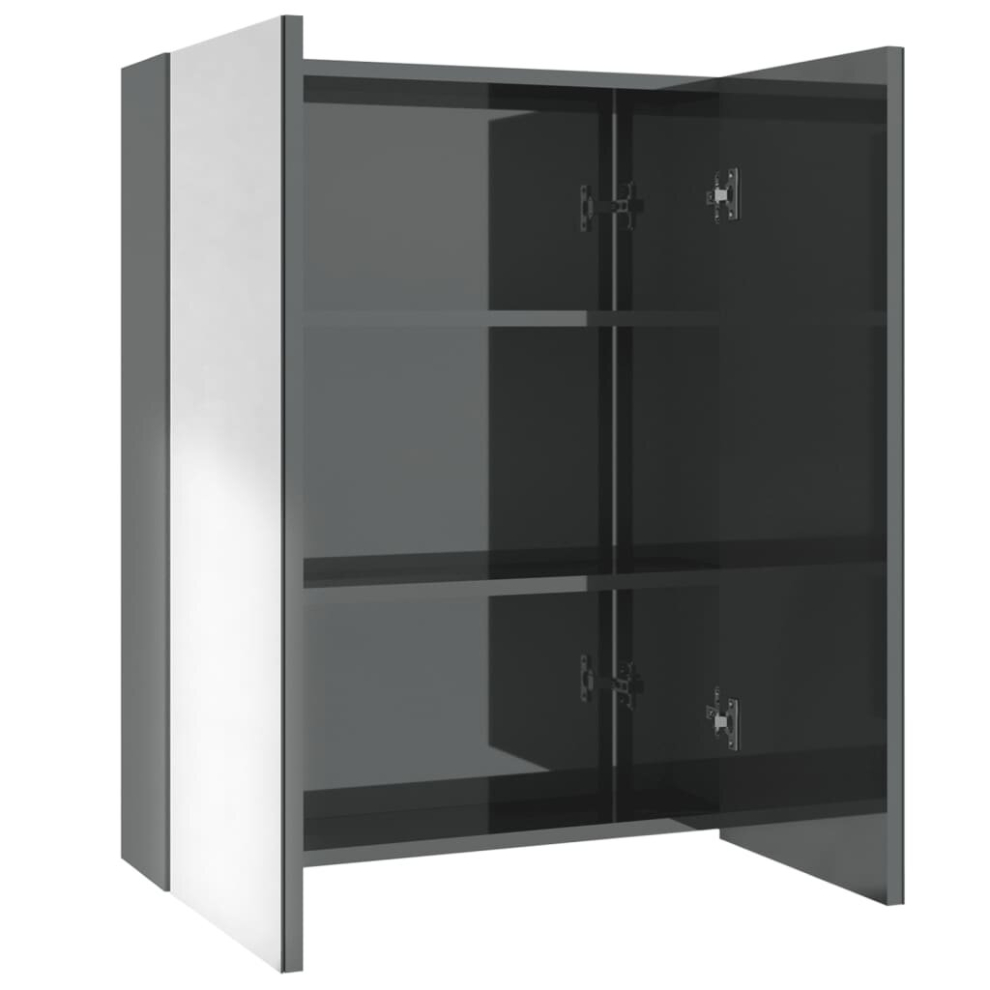 Vidaxl Bathroom Mirror Cabinet Mdf Shining Grey Home Wall Storage Cabinet