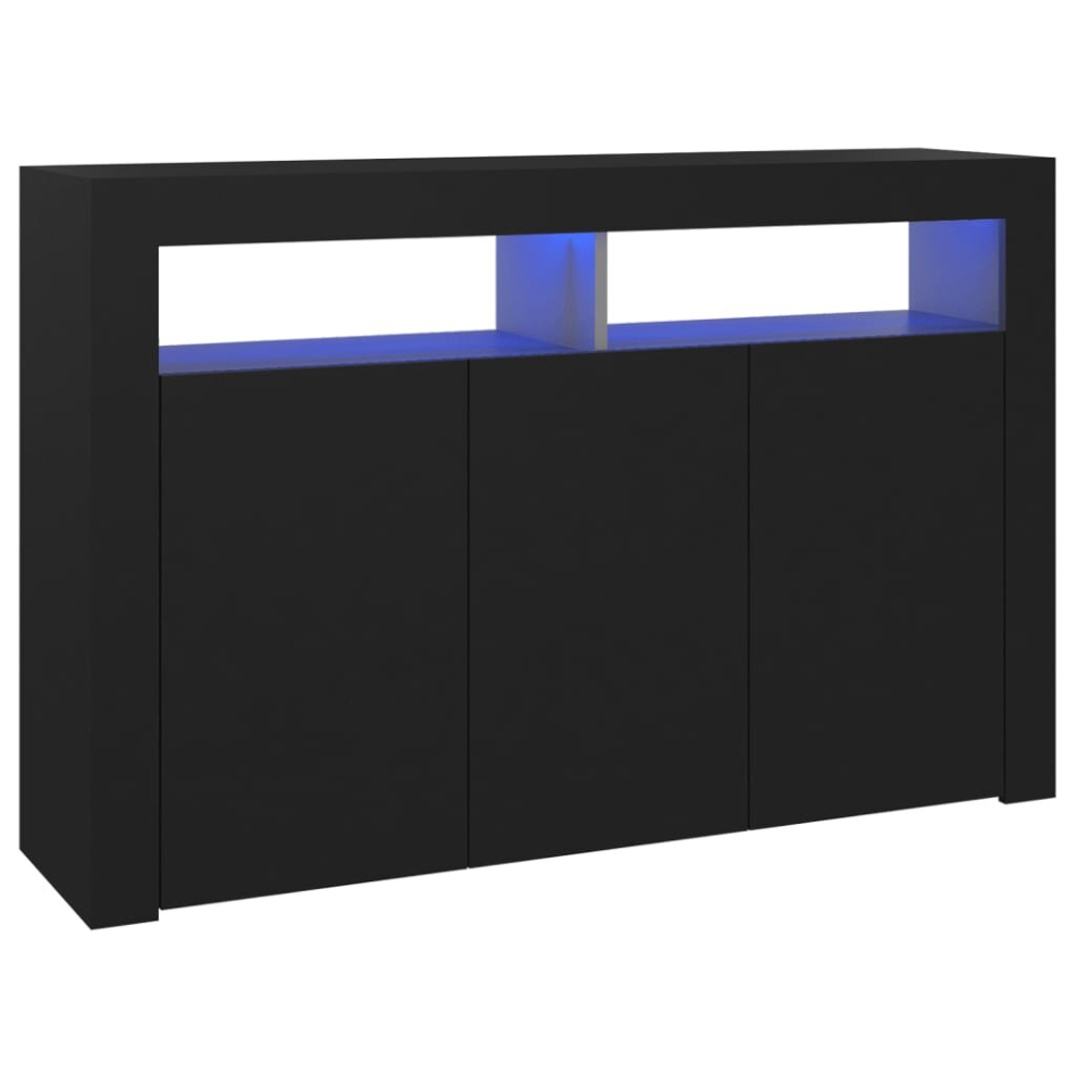 vidaXL Sideboard with LED Lights Black Home Furniture Storage Cabinet Unit