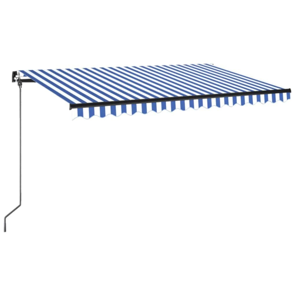 Vidaxl Manual Retractable Awning 400X350 Cm Blue And White Outdoor Garden