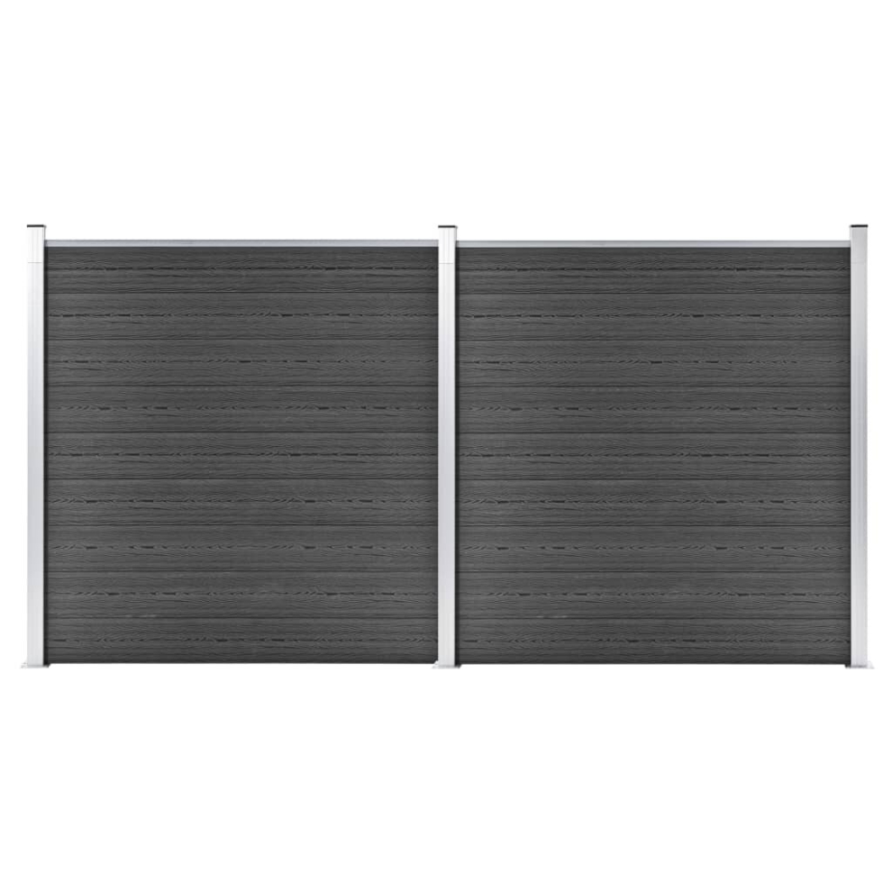 vidaXL Fence Panel Set WPC 353x186 cm Black Garden Edging Protection Barrier