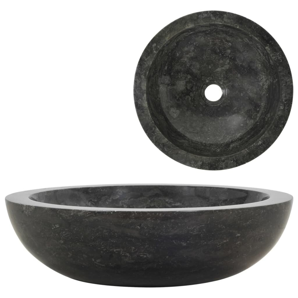 vidaXL Sink 40x12cm Marble Black Bathroom Natural Stone Wash Bowl Basin Unit