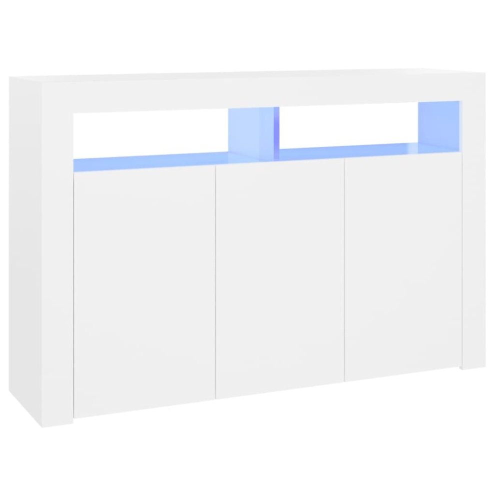 vidaXL Sideboard With LED Lights White Home Furniture Storage Cabinet Unit