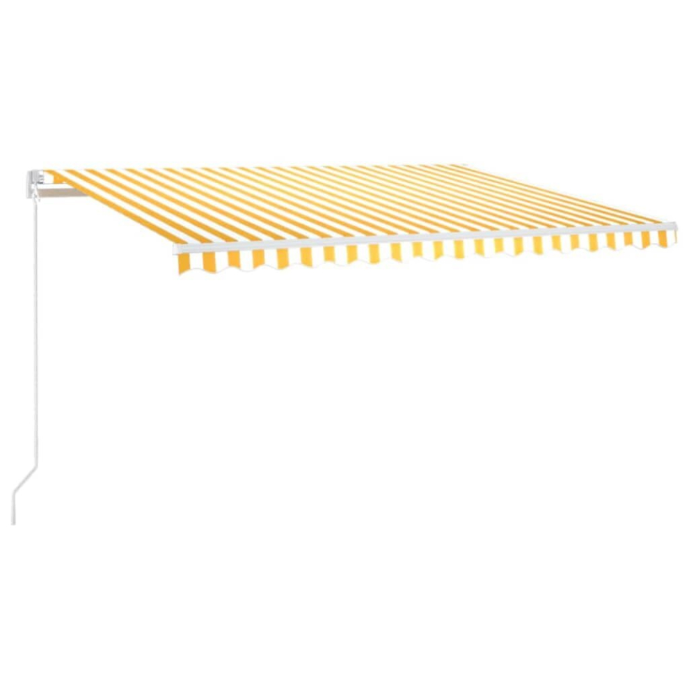 Vidaxl Manual Retractable Awning 450X300 Cm Yellow And White Shade Shelter
