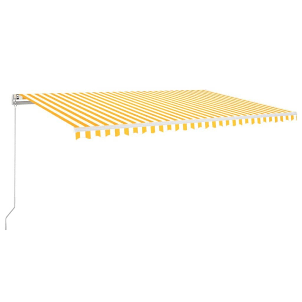 vidaXL Manual Retractable Awning 500x350 cm Yellow and White Shade Shelter