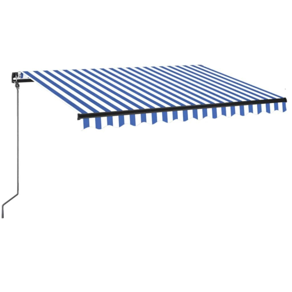Vidaxl Manual Retractable Awning With Led 350X250 Cm And Outdoor Blue/White