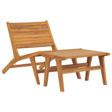 vidaXL Solid Teak Wood Garden Chair with Footrest Deck Chair Outdoor Seatings