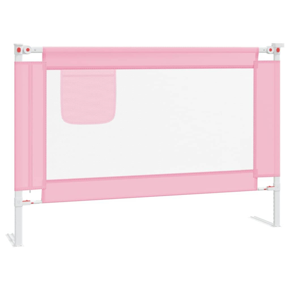 vidaXL Toddler Safety Bed Rail Pink 100x25 cm Fabric Baby Cot Bed Protection