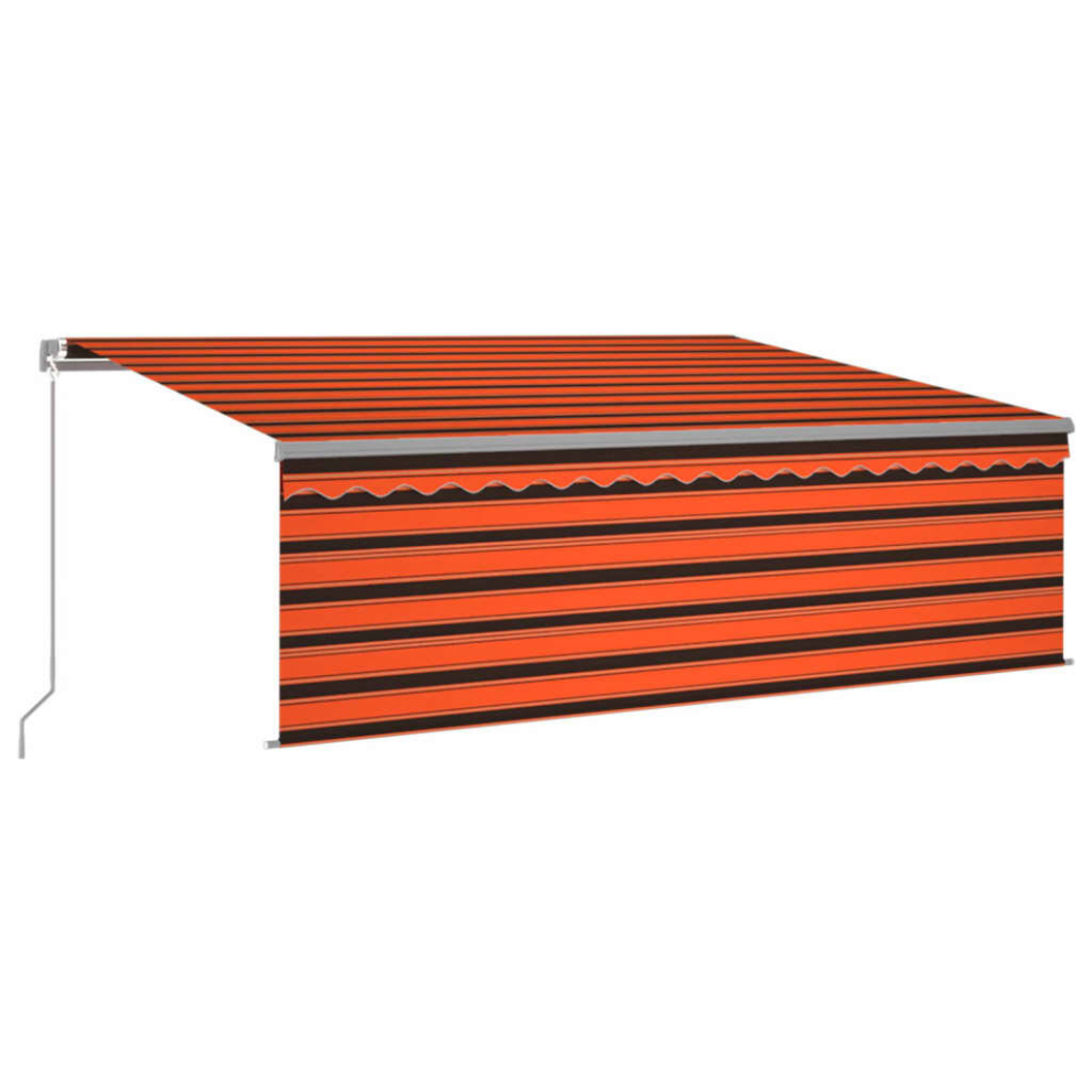 vidaXL Manual Retractable Awning with Blind 4x3m Orange&Brown Outdoor Awning