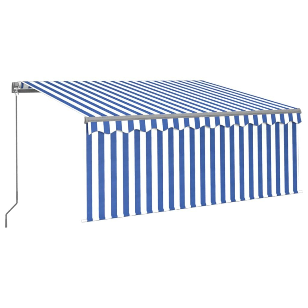 Vidaxl Manual Retractable Awning With Blind 3X2.5m Blue&White Outdoor Awning
