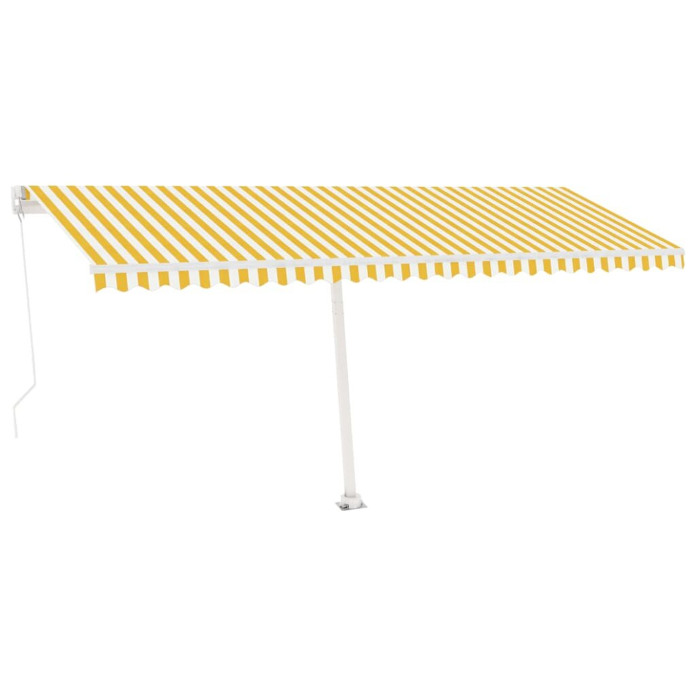 vidaXL Freestanding Manual Retractable Awning 500x300 cm Yellow/White Shelter