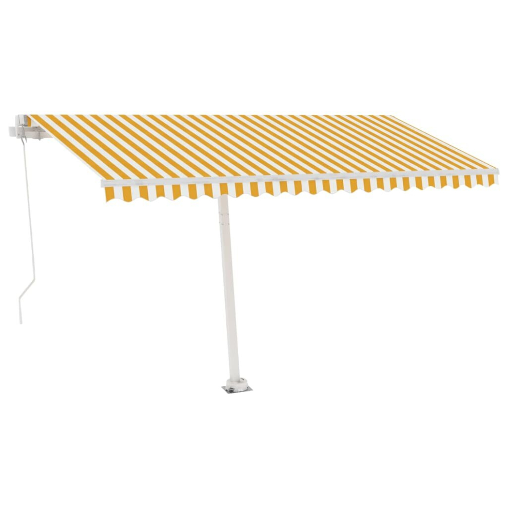 vidaXL Freestanding Manual Retractable Awning 400x300 cm Yellow/White Shelter