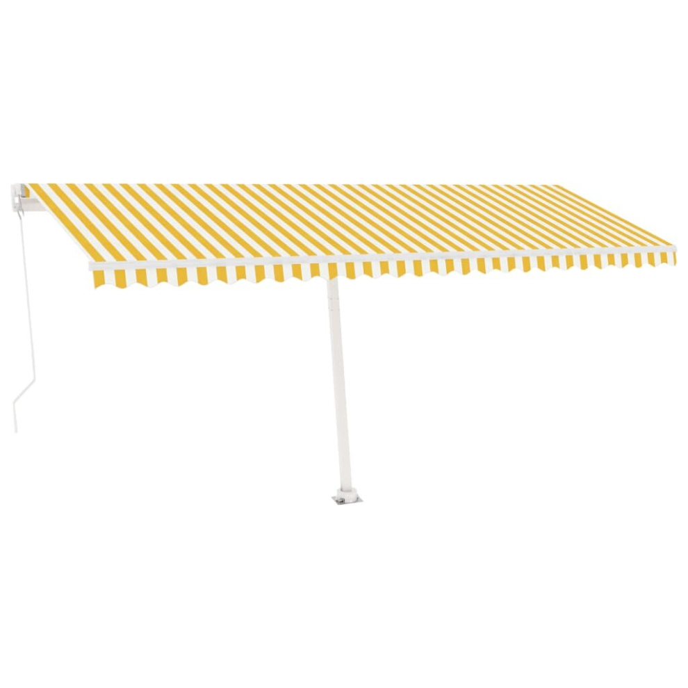 vidaXL Freestanding Manual Retractable Awning 500x350 cm Yellow/White Outdoor