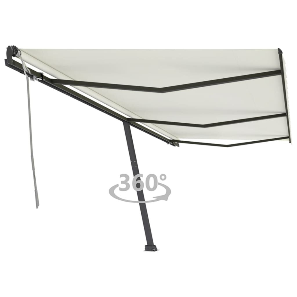 vidaXL Freestanding Manual Retractable Awning 600x350 cm Cream Outdoor Patio