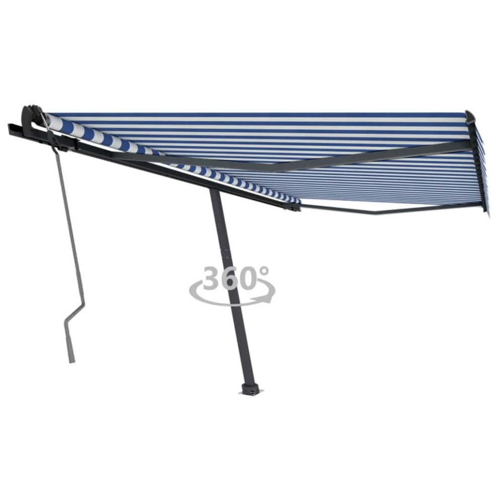 vidaXL Freestanding Manual Retractable Awning 600x300 cm Blue/White Outdoor