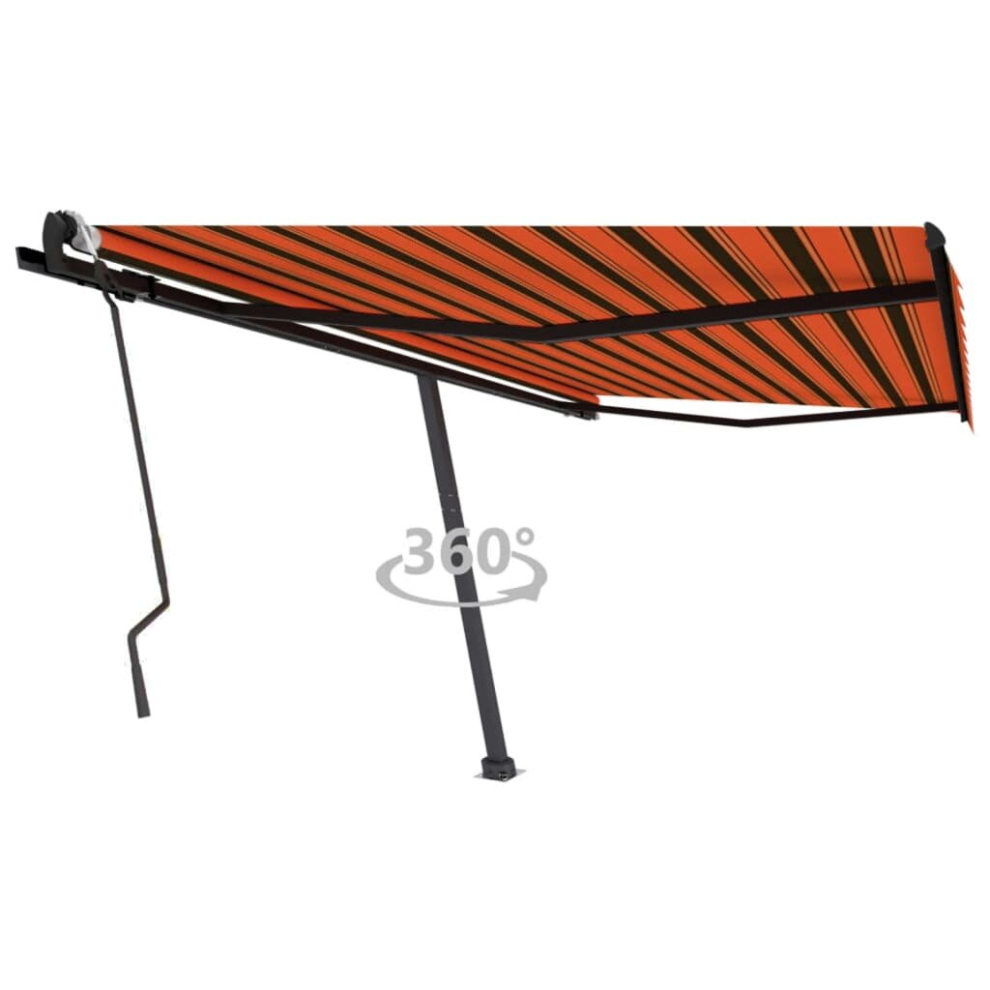 vidaXL Freestanding Manual Retractable Awning 400x300 cm Orange/Brown Outdoor