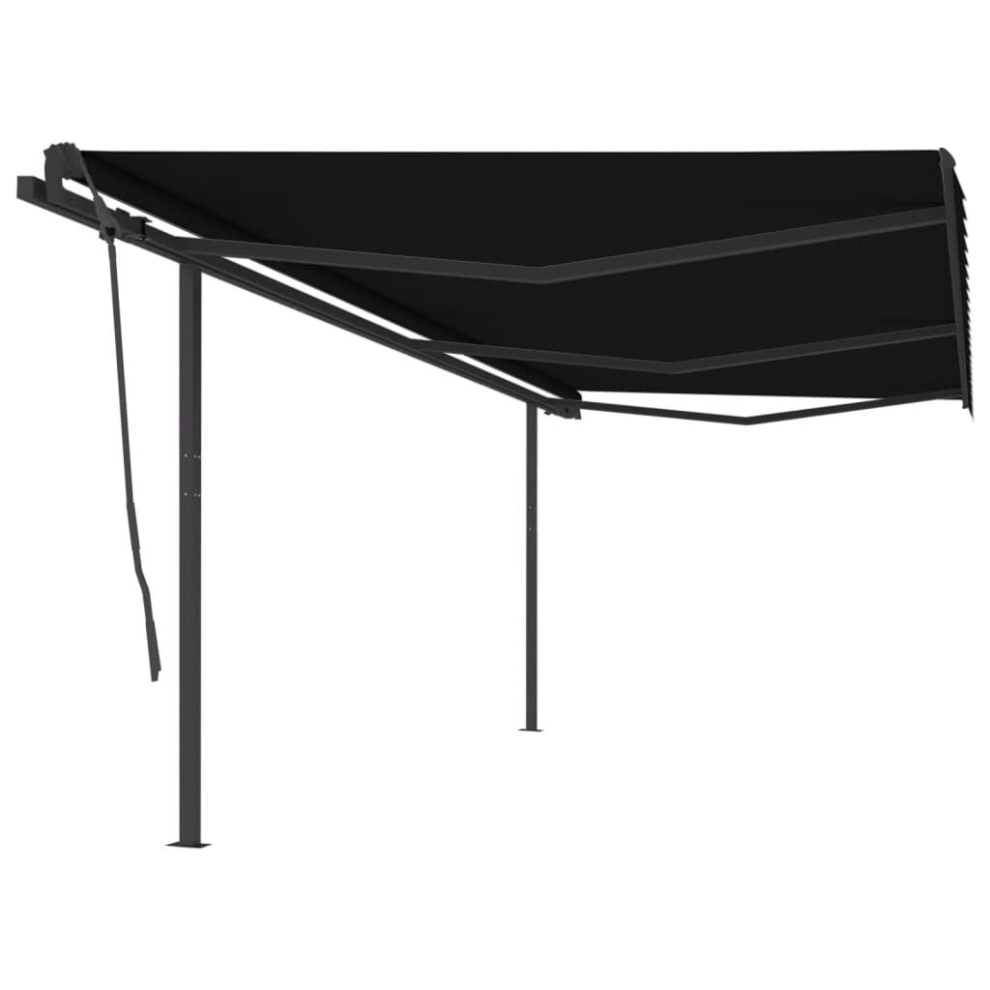 vidaXL Manual Retractable Awning with Posts 6x3.5 m Anthracite Garden Patio