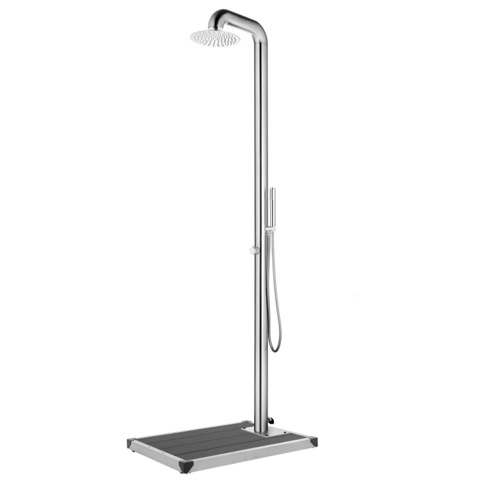 vidaXL Garden Shower with Grey Base 230 cm Stainless Steel Outdoor Bath Tool