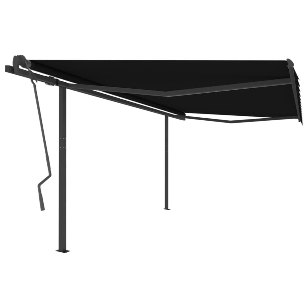 vidaXL Manual Retractable Awning with Posts 4x3.5 m Anthracite Garden Patio