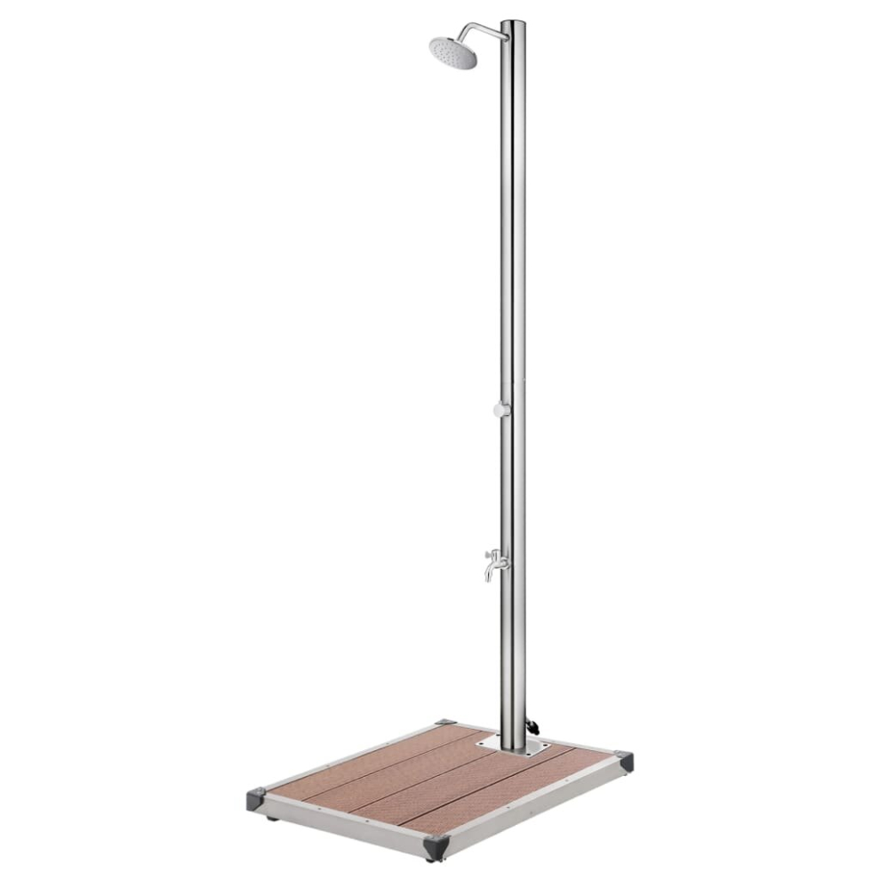 vidaXL Garden Shower with Brown Base 220 cm Stainless Steel Outdoor Bath Tool