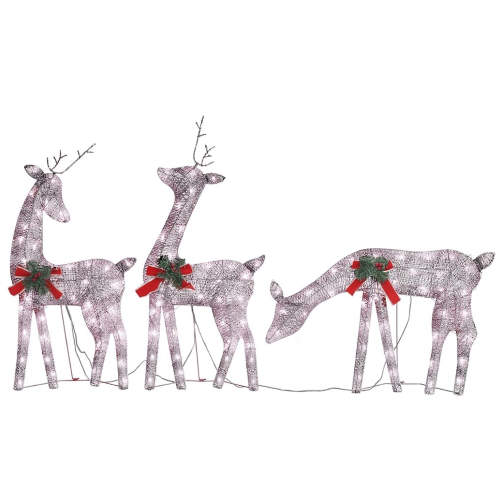 Vidaxl Christmas Reindeer Family Gold Warm White Mesh Lighted Reindeer Set