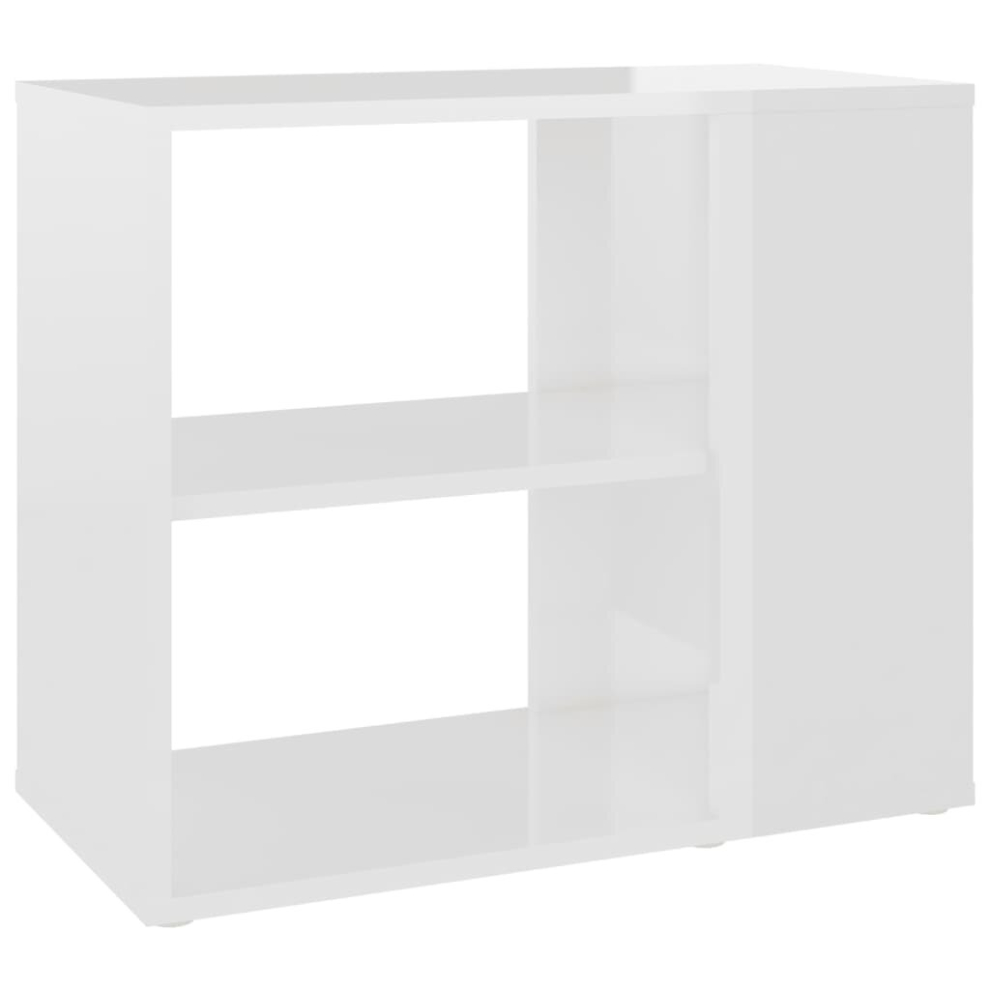 vidaXL Side Cabinet High Gloss White Chipboard Indoor Furniture Side Table