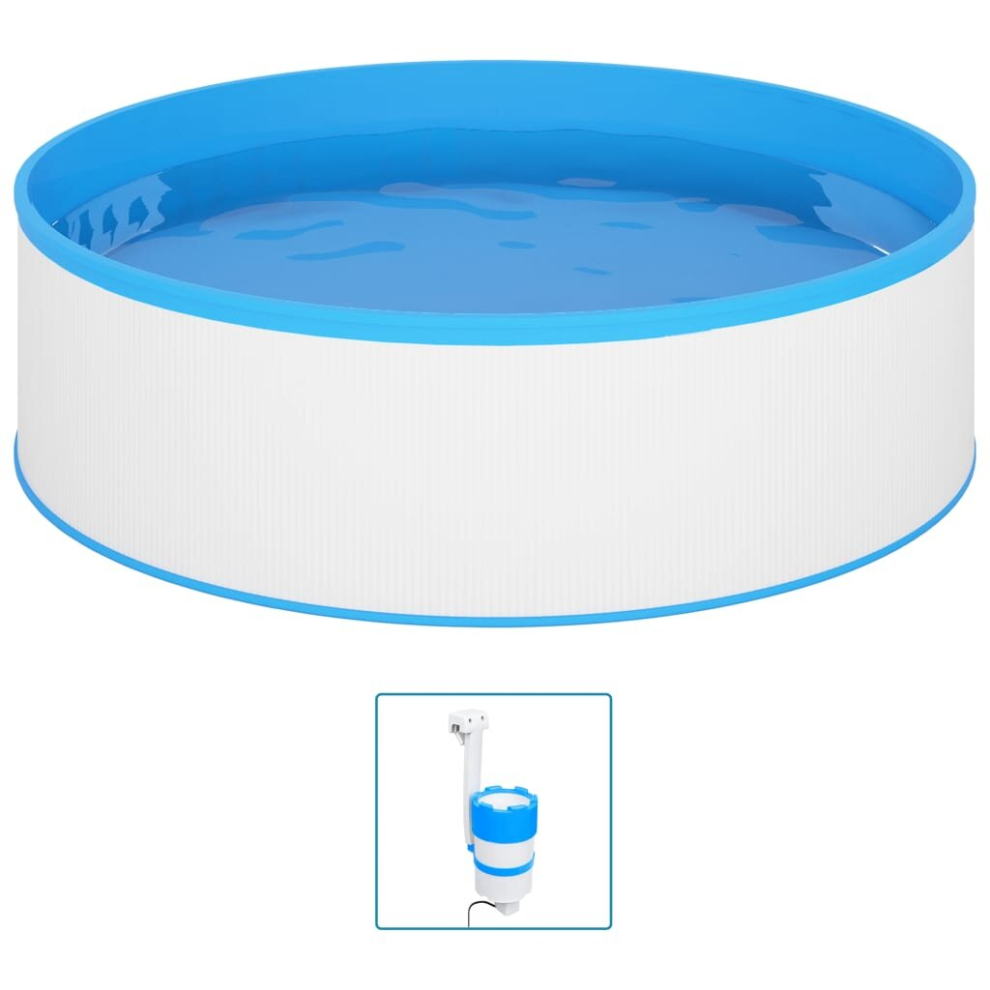 vidaXL Splasher Pool with Hanging Skimmer and Pump 350x90 cm White Pool Ladder