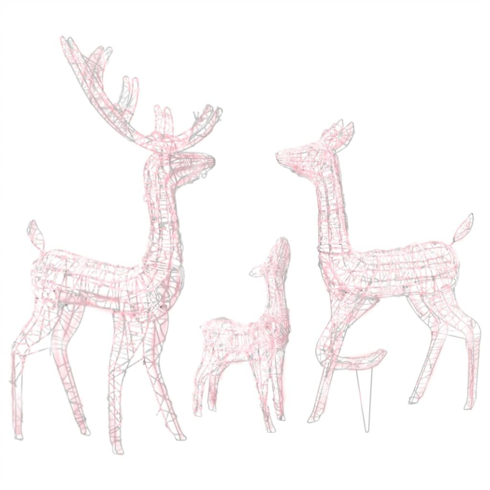 Vidaxl Acrylic Reindeer Family Christmas Decoration Warm White Xmas Ornament