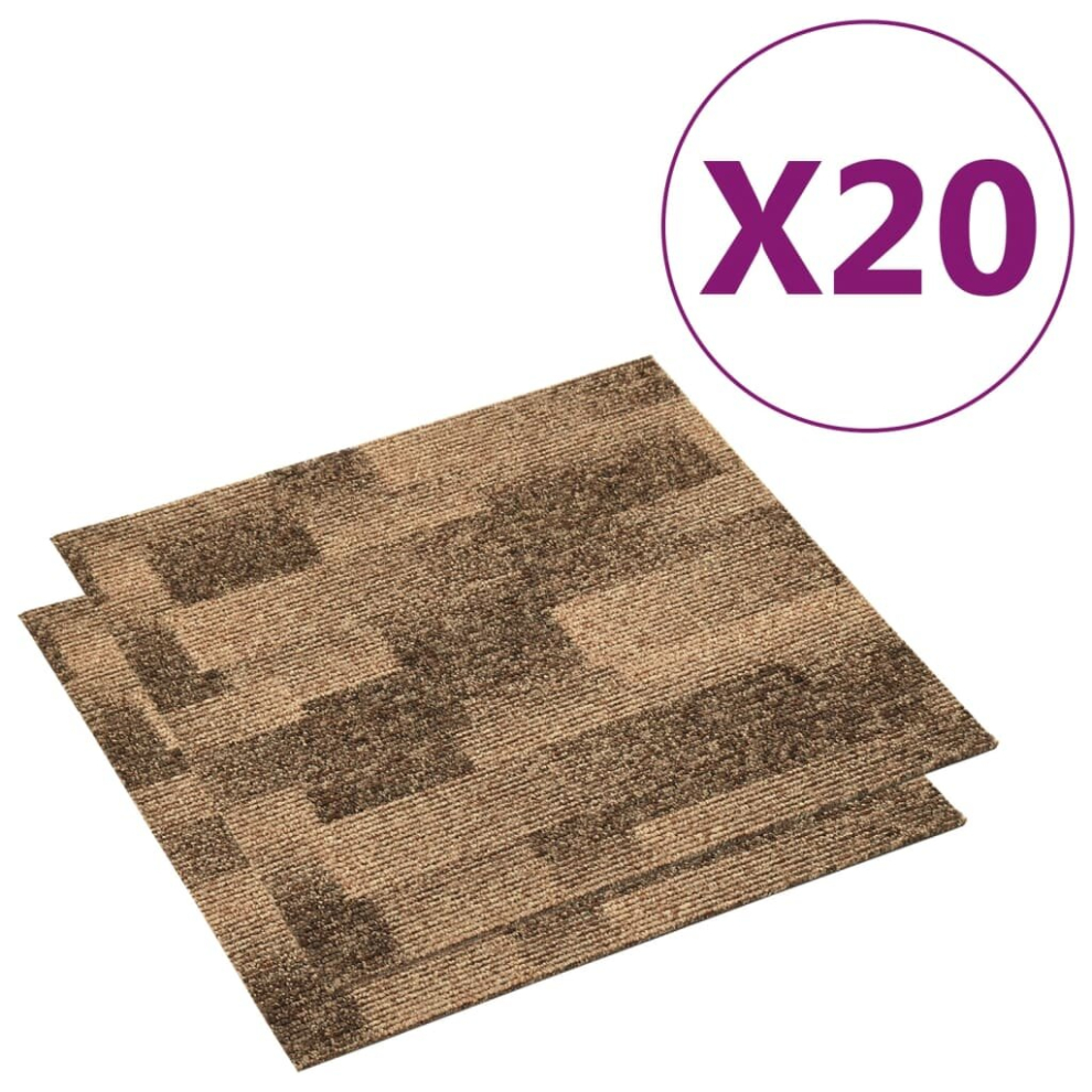 vidaXL 20x Floor Carpet Tiles 5 mÂ² Brown Hardware Home Furniture Area Rugs