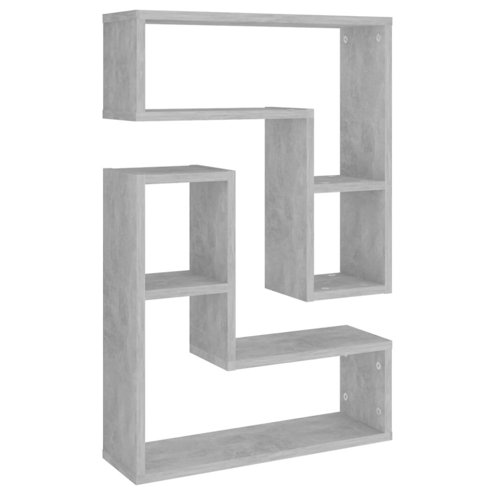vidaXL 2x Wall Shelf Concrete Grey Engineered Wood Wall-Mounted Hanging Shelf
