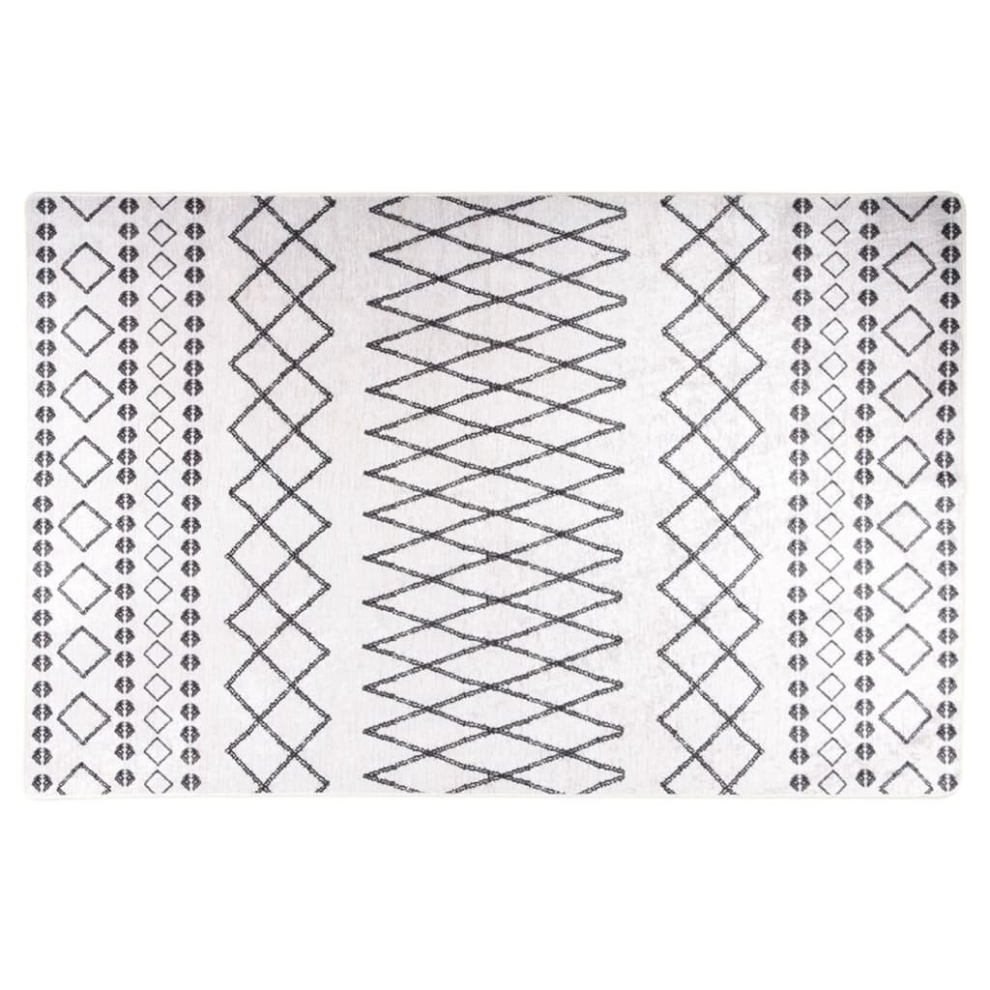 vidaXL Rug Washable Black and White Anti Slip Home Floor Carpet Mat Area Rug