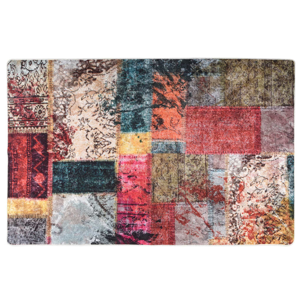 vidaXL Rug Washable Patchwork Multicolour Anti Slip Home Floor Carpet Area Rug