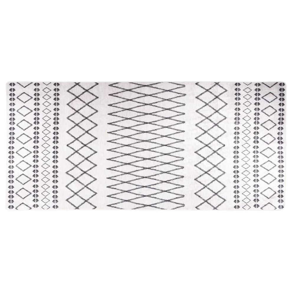 vidaXL Rug Washable Black and White Anti Slip Home Floor Carpet Mat Area Rug