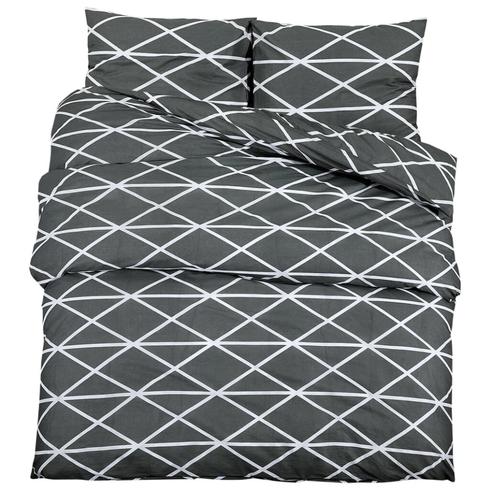 (135 x 200 cm + 80 x 80 cm) vidaXL 1/2x Duvet Cover Set Grey Cotton Duvet Slipcover Pillowcase Multi Sizes