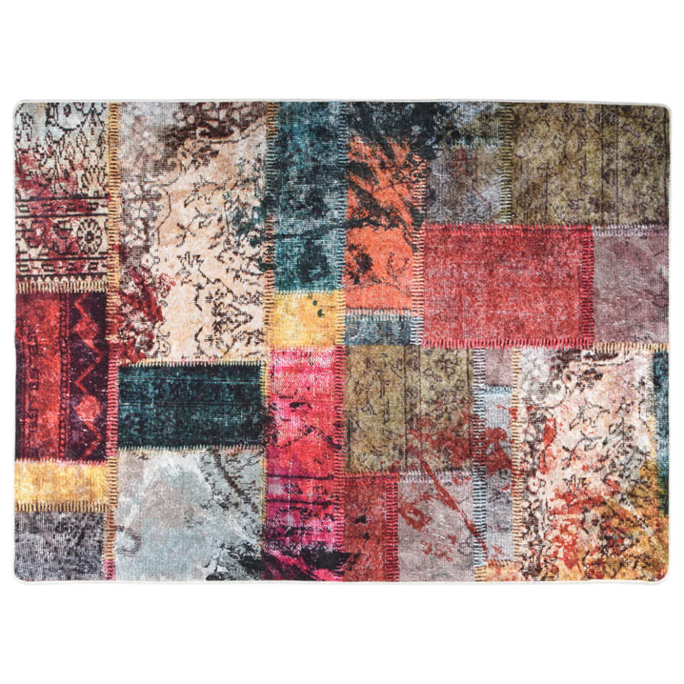 vidaXL Rug Washable Patchwork Multicolour Anti Slip Home Floor Carpet Area Rug