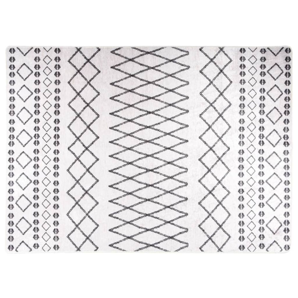 vidaXL Rug Washable Black and White Anti Slip Home Floor Carpet Mat Area Rug