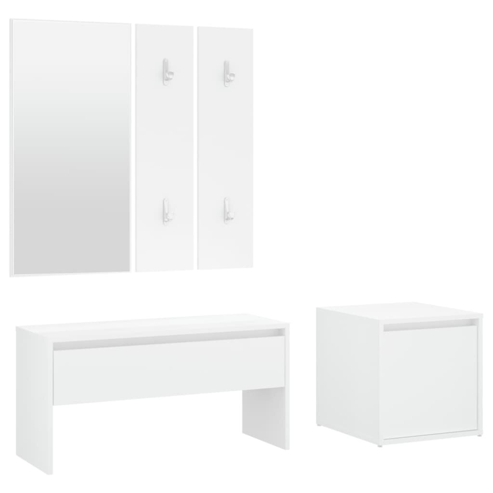 Vidaxl (White) Hallway Furniture Set Engineered Wood Hall Bench Rack Multi Colours White