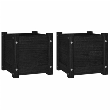 (black, 2) vidaXL 1/2x Solid Pinewood Garden Planter Outdoor Flower Box Pot Patio Planter