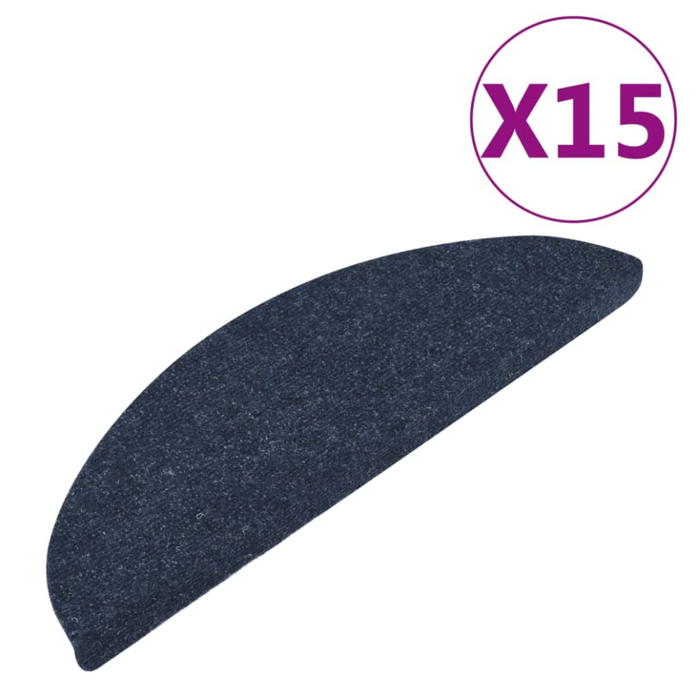 vidaXL Stair Mats Carpet Stair Tread Stair Step Rug Self-adhesive 15 pcs Blue