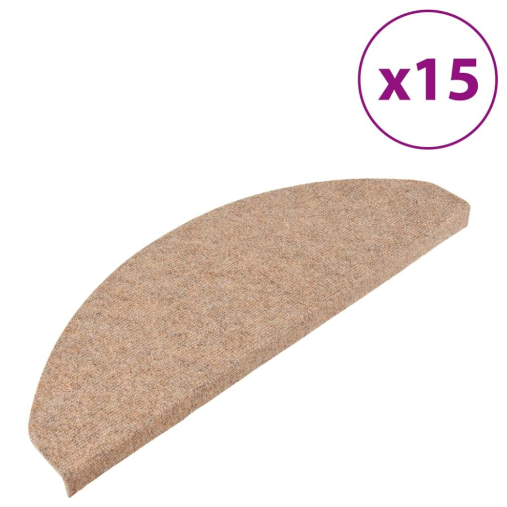 Vidaxl Stair Mats Carpet Stair Tread Stair Step Rug Self-Adhesive 15 Pcs Beige
