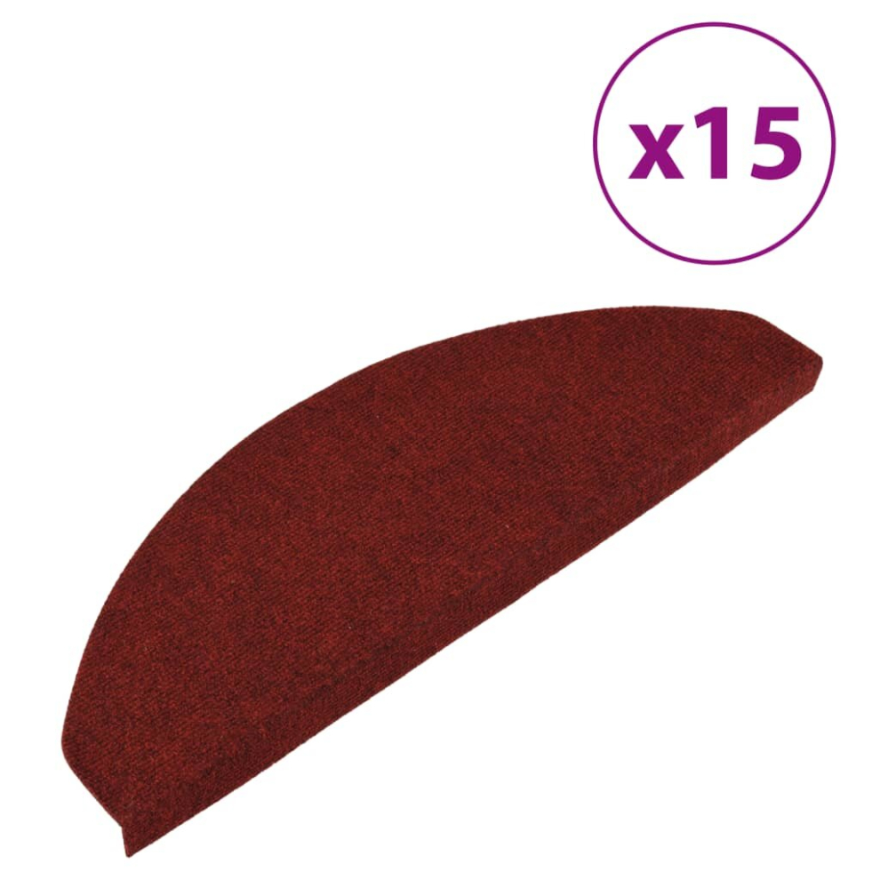 Vidaxl Stair Mats Carpet Stair Tread Stair Step Rug Self-Adhesive 15 Pcs Red