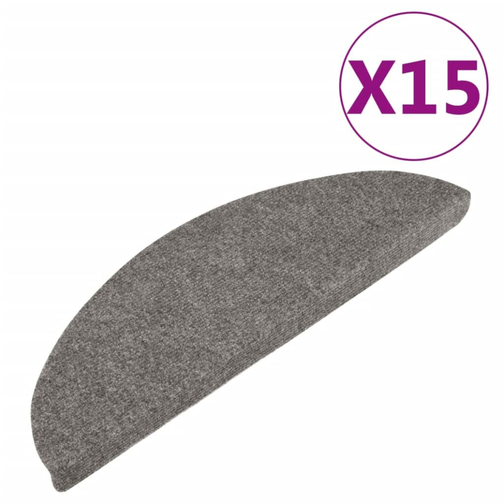 Vidaxl Stair Mats Carpet Stair Tread Stair Step Rug Self-Adhesive 15 Pcs Grey