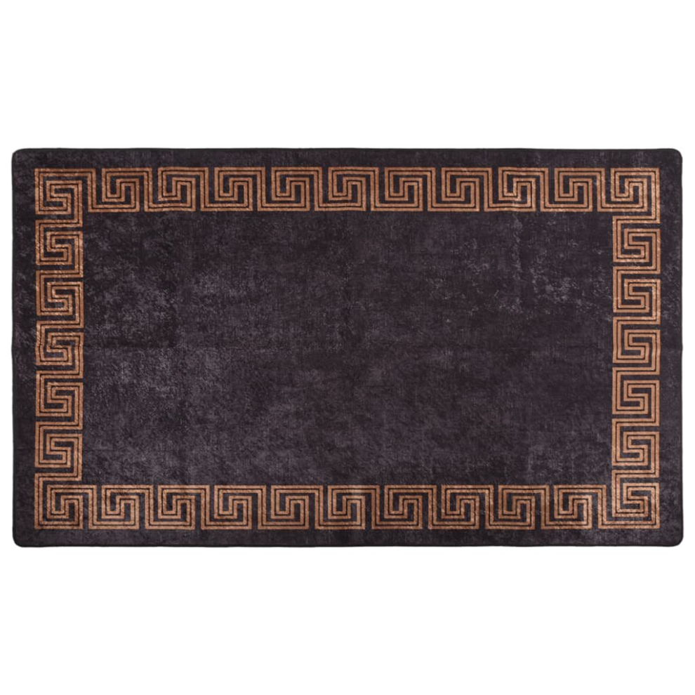 vidaXL Rug Washable Black and Gold Anti Slip Living Room Floor Carpet Area Rug