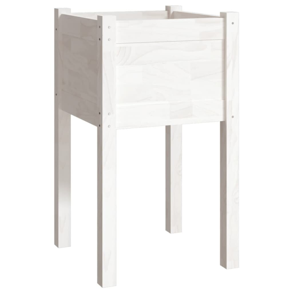 Vidaxl (White, 1) 1/2X Solid Pinewood Garden Planter Flower Box Planter Pot Brown/White