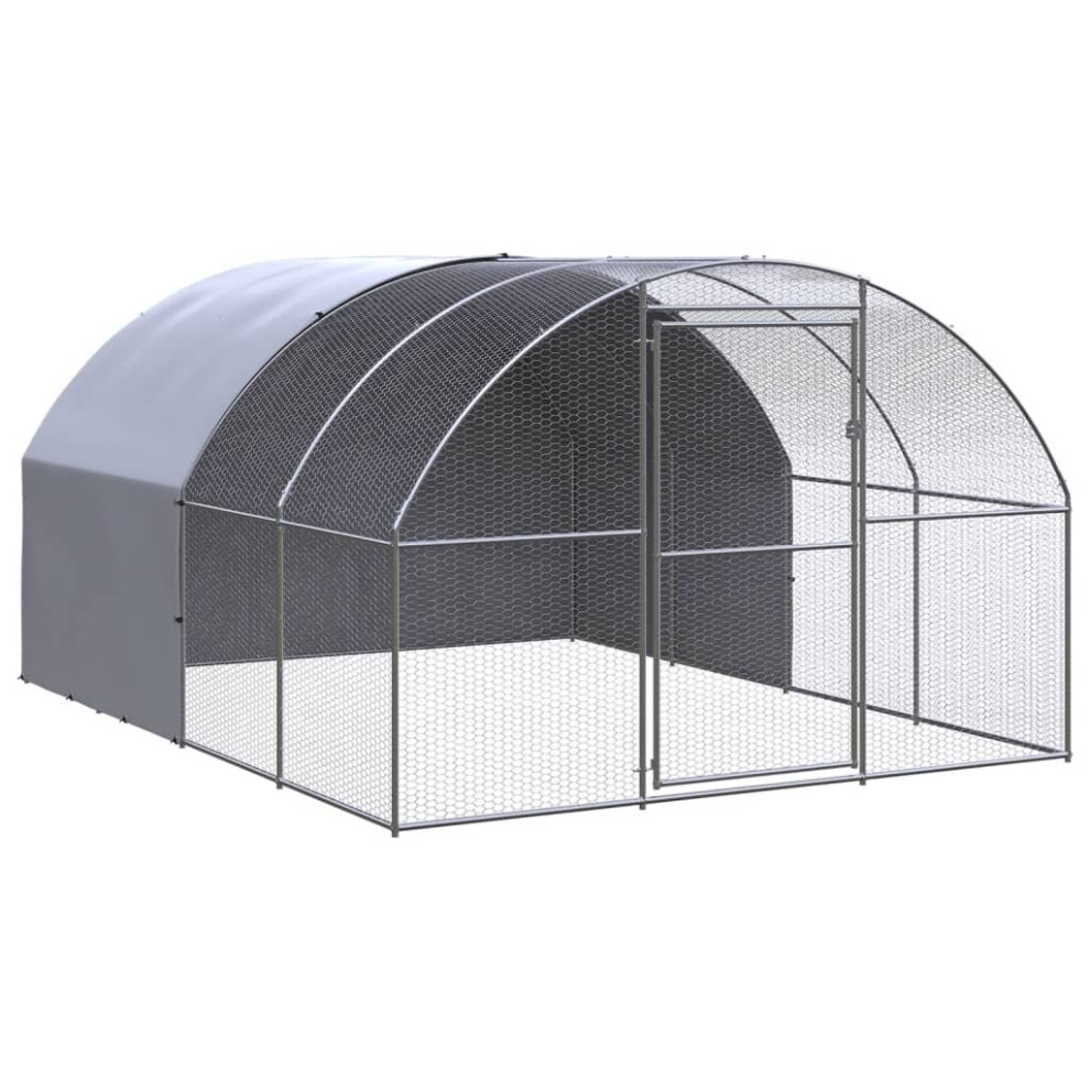 vidaXL Outdoor Chicken Coop 3x4x2 m Galvanised Steel Garden Poultry House