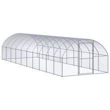 vidaXL Outdoor Chicken Coop 3x10x2 m Galvanised Steel Garden Poultry House