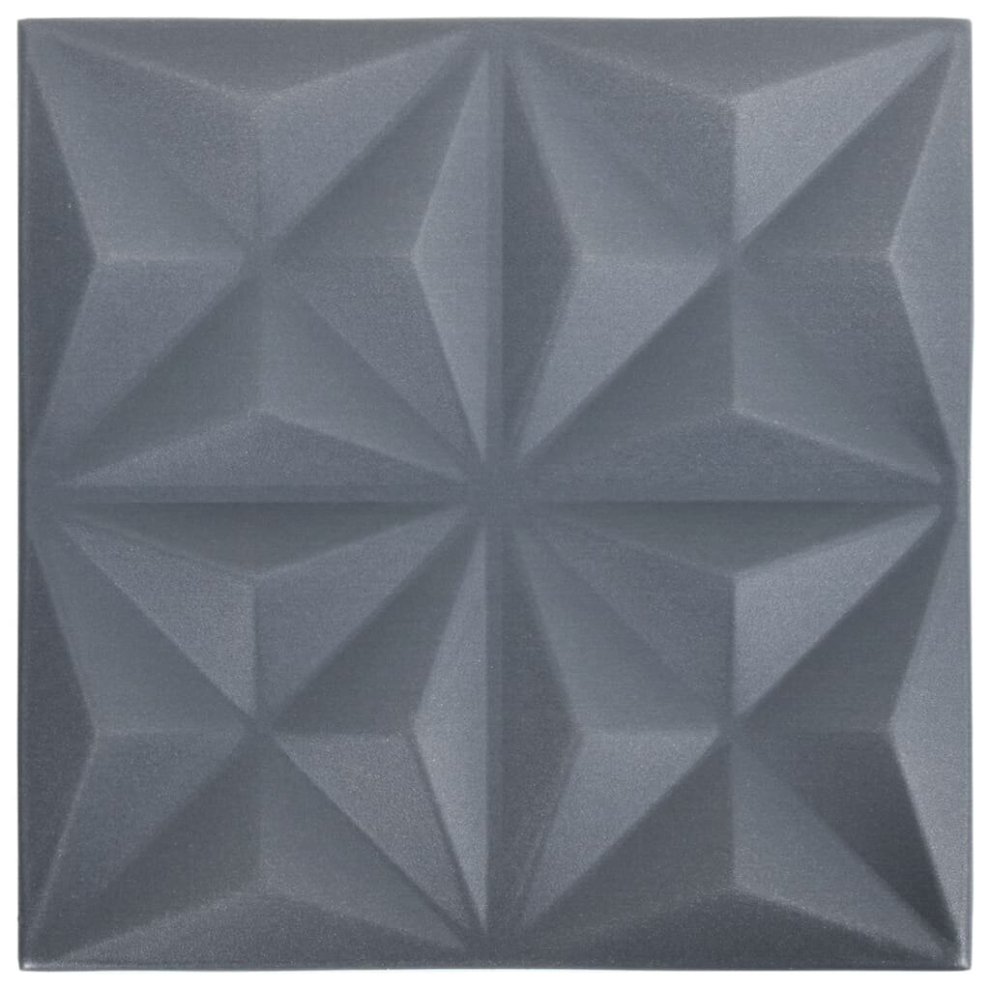 vidaXL 3D Wall Panels Wall Paper Wall Cover Decor 12 pcs Origami Grey 3 m²