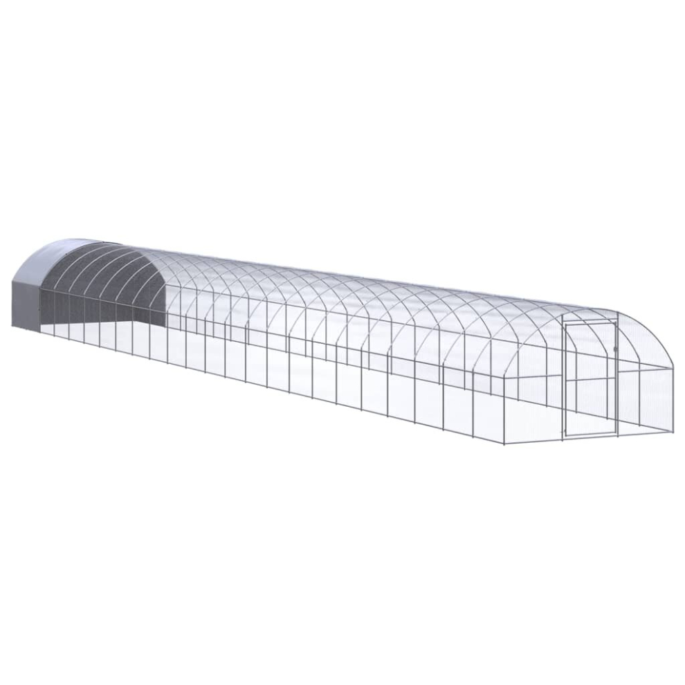 Vidaxl Outdoor Chicken Coop 3X24x2 M Galvanised Steel Garden Poultry House